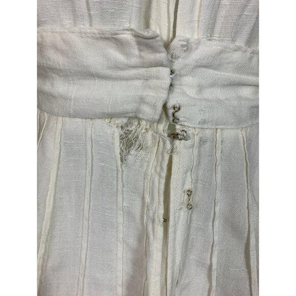 Tall C 1908 Fancy Lace Linen Dress Summer Edwardian Bell Sleeve - Picture 12 of 12